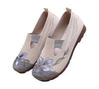 [Fashionable and Comfortable] Women's Soft Leather Flat Loafers Light Steps Elegant Walking Mens Shoe Casual (Grey, 4)