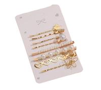 Fashionable and Creative Metal Pearl Swan Flower Gold and Silver Women's Hair Clip Set with A Straight Clip for Hair Accessories(Kc)