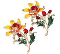 Fashionable And Cute Flower Brooch, Elegant Crystal Flower Brooch, Crystal Rhinestone Accessory for Suit Scarf Hat, Dress and Coats(2pcs yellow)