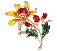Fashionable And Cute Flower Brooch, Elegant Crystal Flower Brooch, Crystal Rhinestone Accessory for Suit Scarf Hat, Dress and Coats(1pcs yellow)