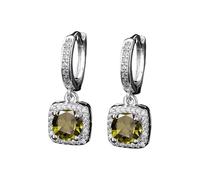 Fashionable And Popular Square Bag One Imitation Moissanite Silver Earrings For Women Zircon Ear Clips And Earrings Mismatch Earrings (I, A)
