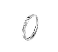 Fashionable and Simple Sterling Silver 925 Rings for Women Opening Ring Gold Plated Adjustable Ring Croissant Rings (B, One Size)