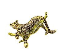 Fashionable Animals Print Brooch Featuring Secure Pin Fastening Lightweight Metal Decoration for Clothing Carved Leopard Brooch