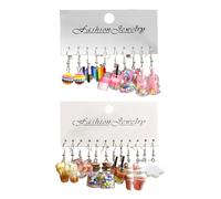 Fashionable Assorted Milk Teas Dangle Earrings 11 Pieces Portable Sturdy Resin Set Jewelry Accessory For Girls Ladies Resin Crafted Earring Set