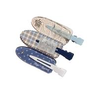 Fashionable Barrettes Hair Clip Blue Plaids White Bird Design, A | Without Traces and Without Marks Daily Use for Students and Teens Great for Gifts