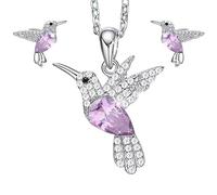 Fashionable Bird Theme Matching Necklace Earrings Adorned with Crystals Comfortable Alloy Jewelry Set Suitable for Various Outfits Silver Bird Necklace and Earrings Set
