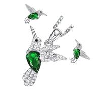 Fashionable Bird Theme Matching Necklace Earrings Adorned with Crystals Comfortable Alloy Jewelry Set Suitable for Various Outfits Silver Bird Necklace and Earrings Set
