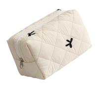 Fashionable Bowknot Quilted Makeup Bag Lipstick Organiser Cosmetic Storage Case for Commuting Travel Or Social Event Sophisticated Makeup Storage