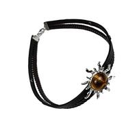 Fashionable Brown Leather Necklace With Sun Pendant Adjustable Length Neckchain Stylish Clavicle Chain For Festivals Double Layer Necklace