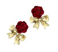 Fashionable Burgundy Rose Bow Knot Earrings Decor Vintage Style for Women French Vintage Style Romance Occasion