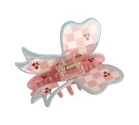 Fashionable Butterfly Bows Hair Claw Acrylic Ponytail Holder With Checked Pattern For Women Teens Popular Accessories