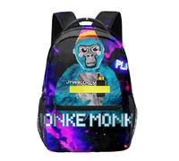 Fashionable Cartoon Gorilla Tag Children's Backpack 17-inch Large-sized Student Campus Schoolbag Laptop Shoulder Bag Suitable for Boys and Girls (A5)
