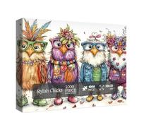 Fashionable Chicken Puzzles for Adults 1000 Pieces, Funny Pretty Bird Jigsaw Puzzles, Cute Animal Art Puzzles