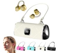 Fashionable Clip-On Wireless Headphones,Handbag-Style Comfortable Clip-On Earphones for Women,Open Ear Bluetooth Earbuds with Detachable Earrings for Workouts Commuting,Led Hd Display