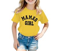 Fashionable Comfortable Breathable Lightweight Playful Stylish Colorful Soft Adorable Cute Graphic Print Round Neck Short Sleeve Tee, Summer Casual Top Little Girls #D Yellow