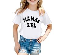 Fashionable Comfortable Breathable Lightweight Playful Stylish Colorful Soft Adorable Cute Graphic Print Round Neck Short Sleeve Tee, Summer Casual Top Little Girls #D White