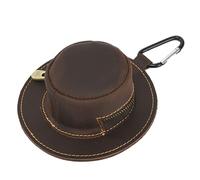 Fashionable Cowhides Keychain Wallet Cow Boy Hat Shape Zippered Closure Coin Purse Change Holder for Men Women Cowboy Hat Shaped Coin Purse