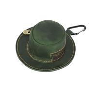 Fashionable Cowhides Keychain Wallet Cow Boy Hat Shape Zippered Closure Coin Purse Change Holder for Men Women Cowboy Hat Shaped Coin Purse