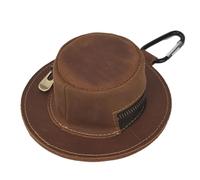 Fashionable Cowhides Keychain Wallet Cow Boy Hat Shape Zippered Closure Coin Purse Change Holder for Men Women Cowboy Hat Shaped Coin Purse