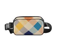 Fashionable Crossbody Bag Waist Packs for Men Women Small Sling Bag Travel Essential with Adjustable, Buffalo Check Plaid Pattern Geometric Multicolored, 8" x 5.3" x 2.3", Retro, Buffalo Check Plaid