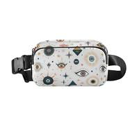 Fashionable Crossbody Bag Waist Packs Unisex Adults Magic Boho Evil Eyes Blue Small Bum Bag Belt with Adjustable Strap for Cycling Hiking Gym, Magic boho Evil eyes blue, 8" x 5.3" x 2.3", Art Deco