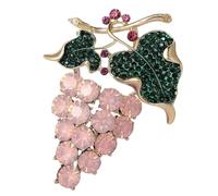 Fashionable Crystal Fruit Brooch Pin, Rhinestone Grape Lapel Pin, Decoration Corsage Accessories for Suit Scarf Hat, Dress and Coats(1pcs pink)