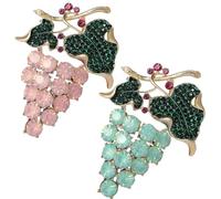 Fashionable Crystal Fruit Brooch Pin, Rhinestone Grape Lapel Pin, Decoration Corsage Accessories for Suit Scarf Hat, Dress and Coats(Blue pink)