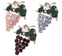 Fashionable Crystal Fruit Brooch Pin, Rhinestone Grape Lapel Pin, Decoration Corsage Accessories for Suit Scarf Hat, Dress and Coats(Red purple pink)