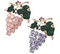 Fashionable Crystal Fruit Brooch Pin, Rhinestone Grape Lapel Pin, Decoration Corsage Accessories for Suit Scarf Hat, Dress and Coats(Purple pink)