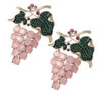 Fashionable Crystal Fruit Brooch Pin, Rhinestone Grape Lapel Pin, Decoration Corsage Accessories for Suit Scarf Hat, Dress and Coats(2pcs pink)
