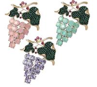 Fashionable Crystal Fruit Brooch Pin, Rhinestone Grape Lapel Pin, Decoration Corsage Accessories for Suit Scarf Hat, Dress and Coats(Purple blue pink)