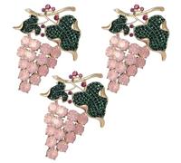 Fashionable Crystal Fruit Brooch Pin, Rhinestone Grape Lapel Pin, Decoration Corsage Accessories for Suit Scarf Hat, Dress and Coats(3pcs pink)