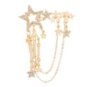 Fashionable Crystals Five Point Star Pin With Drop Tassels Designs Portable Accessory For Casual Or Formal Outfits Trendy Chain Fringe Pin