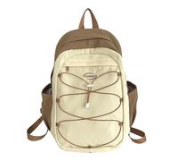 Fashionable Daypack with Bungee Cord School Student Contrast Color Backpack Large Capacity Laptop Bag Book Bag