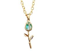 Fashionable Delicate Tulips Design Necklace In Gold With Crystals Accent Ideal For Daily Wear Or Parties Supplies Vintage Styles Necklace