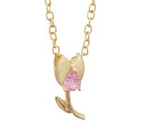 Fashionable Delicate Tulips Design Necklace in Gold with Crystals Ideal for Daily Wear or Parties Supplies Vintage Styles Necklace, one size, As described, As described