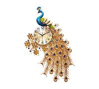 Fashionable European Style Peacock Style Art Light Living Room Mute Gem Wall Clock Decorative Wall Watch (A One Size) Made in China