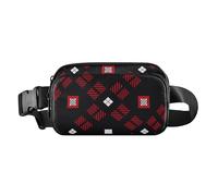 Fashionable Fanny Pack Waist Bag for Men Women Multipurpose Crossbody Sling Bag with Adjustable, Diagonal Buffalo Plaid Tartan Check Red Black, 8" x 5.3" x 2.3", Retro, Diagonal Buffalo Plaid Tartan