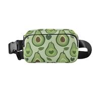 Fashionable Fanny Pack Waist Bag Women Men Tropical Cute Fruits Hearts Green Water Resistant Sling Chest Bag with Adjustable Strap for Cycling Hiking Gym, tropical cute fruits hearts green, 8" x 5.3"