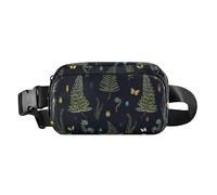 Fashionable Fanny Waist Pack for Women Men Teens Waterproof Cross Body Bag Belt Pack with Adjustable Strap for Workout Running Hiking Plant Ferns Cottage Butterfly Beetle