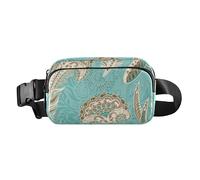 Fashionable Fanny Waist Pack Men Women Paisley Flowers Ethnic Blue Small Crossbody Sling Bag with Adjustable Strap for Workout Running Hiking, Paisley flowers ethnic50, 8" x 5.3" x 2.3", Retro
