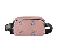 Fashionable Fanny Waist Pack Watercolor flower Vase Pattern Women Men Teenagers Multipurpose Crossbody Passport Bag with Adjustable Strap for Travel Shopping Running, Watercolor flower Vase Pattern,