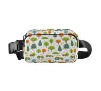 Fashionable Fanny Waist Pack Women Men Adults Cute Cartoon Green Orange Tractors Farm Trees Large Capacity Croose Body Purse with Adjustable Strap for Travel Running Hiking, cute cartoon green orange