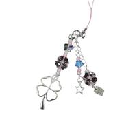 Fashionable Four Leaf Clovers Phone Charm Sturdy Acrylic Alloy Keychain Portable Phone Pendant for All Ages Adults