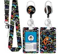 Fashionable Gaming Id Card Holders, Convenient Lanyard with Card Holder, Gamepad ID Badge Case, Mixed Colors, Polyester, 4.3×2.7In Card Case, Ideal for All People & Scenes