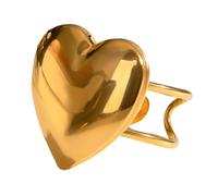 Fashionable Heart Shaped Photo Locket Rings Adjustable Open Stainless Steel Texture For Youthful Women And Girls Daily Wear