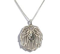 Fashionable Hollow Lion Necklace Pendant， Gift For Lovers Dog Necklace Dog Memorial Keepsake (Silver)