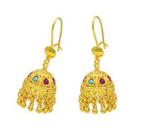 Fashionable Indian Jhumka Earrings with Gold Plating Geometric, A