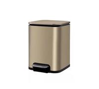 Fashionable Indoor Garbage Bin, Kitchen Trash Can Household Stainless Steel Living Room Toilet Bathroom Office Pedal Type with Lid Large Large Capacity,Get More Storage(Gold,8L)