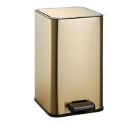 Fashionable Indoor Garbage Bin, Stainless Steel Trash Can with Lid, Square Pedal Trash Can, Soft Close Step Garbage Can with Removable Liner Bin for Living Room, Bedroom, Office,Get More Storage(Gold